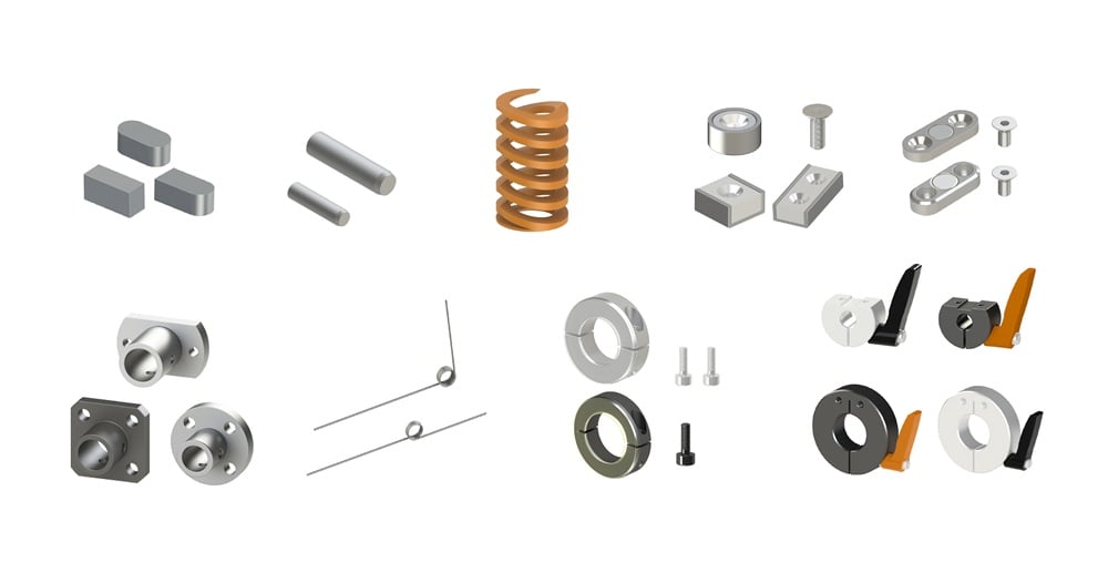 different shape and material of parts