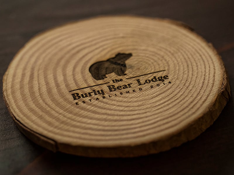 laser marked wood coaster