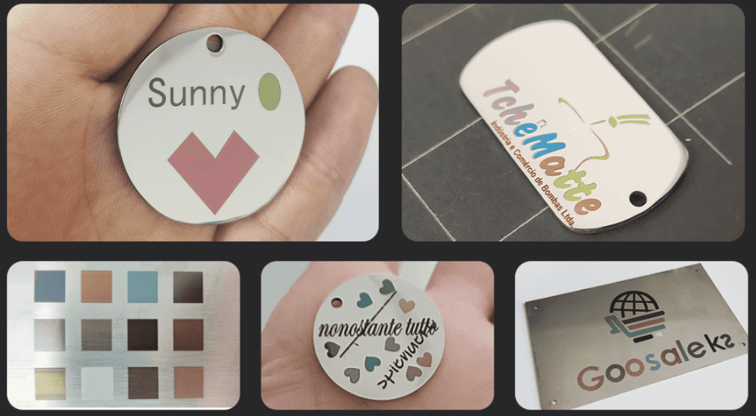 Color laser engraved metal