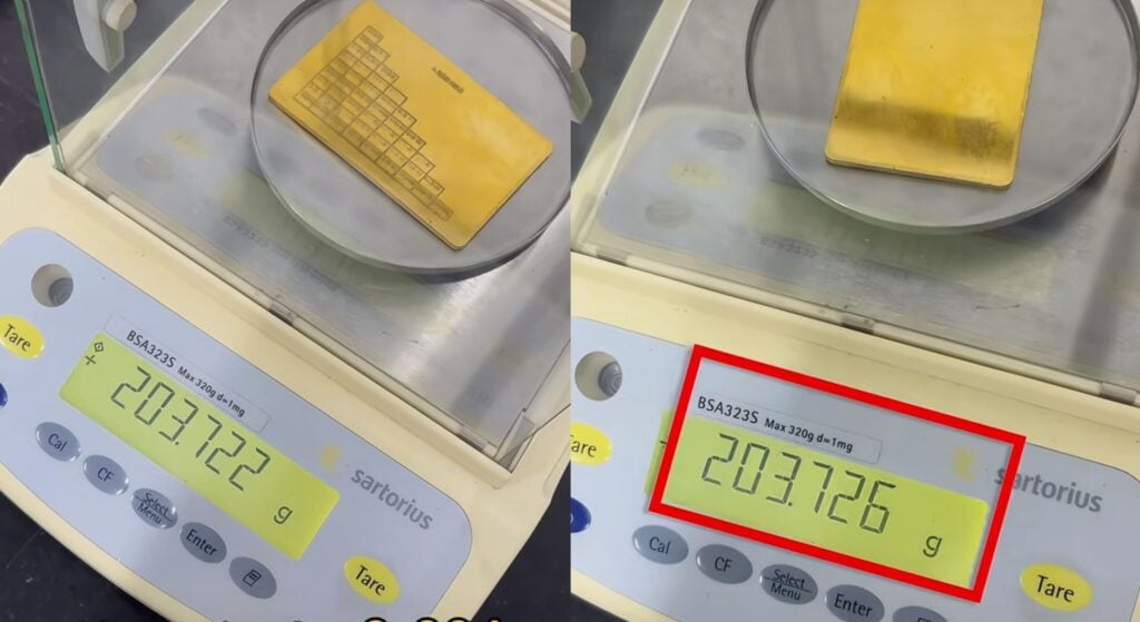 gold weight lost before and after laser engraving