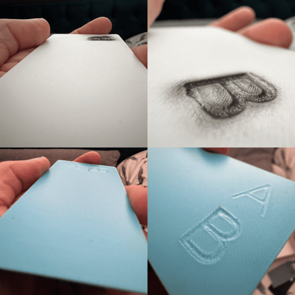 Bad plastic laser engraving result and good laser engraving result