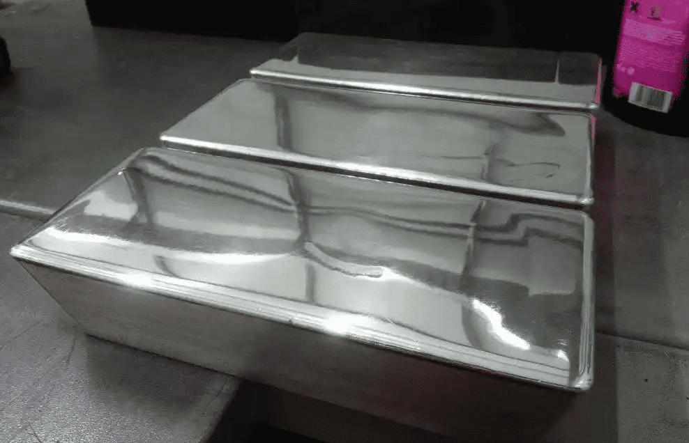 pure silver with reflective surface
