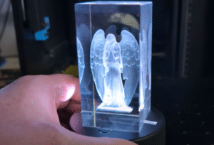 Weeping Angel Crystal Subsurface Engraving