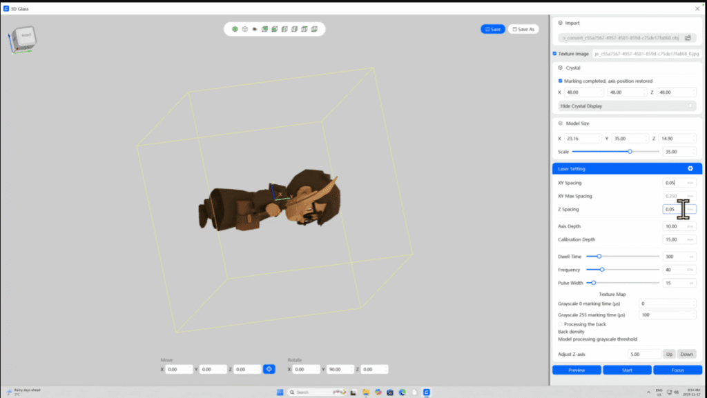 adjust model size and position