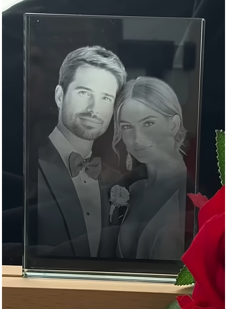 UV laser engrave glass photo