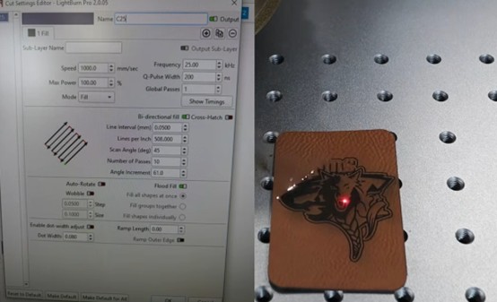leather laser engraving setting