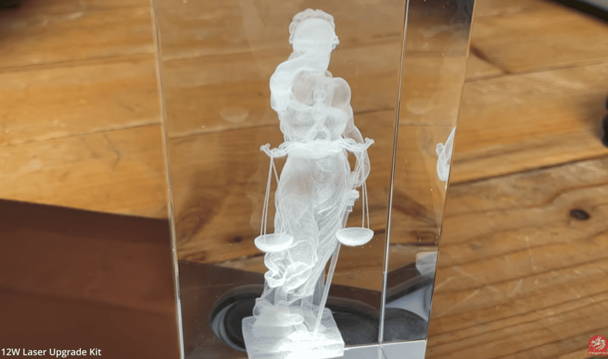 3d glass inner engraved Goddess of Justice