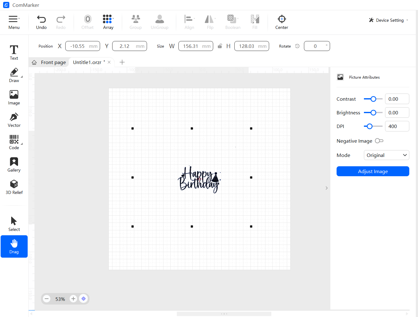 import design into ComMarker Studio for UV laser engraving