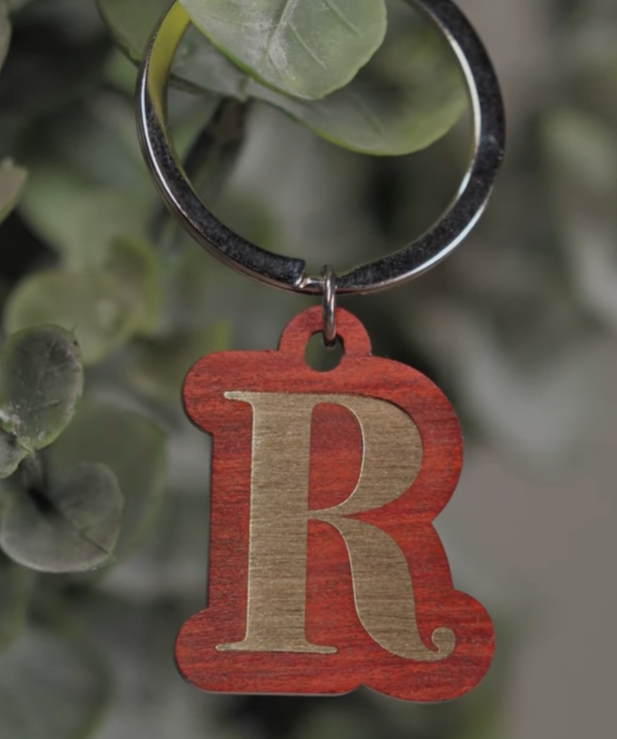 metal and wood Multi-Material keychain
