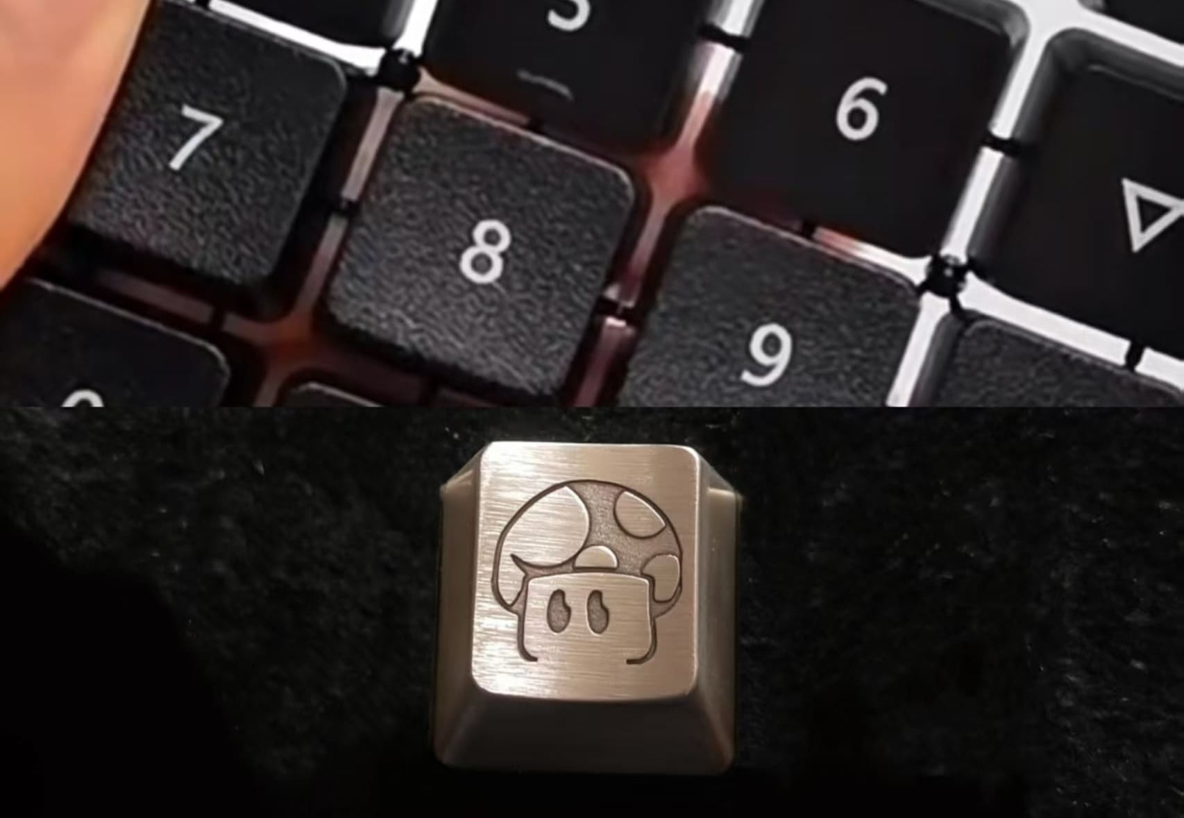 Fiber laser engraved metal and plastic keycaps showing precise marking