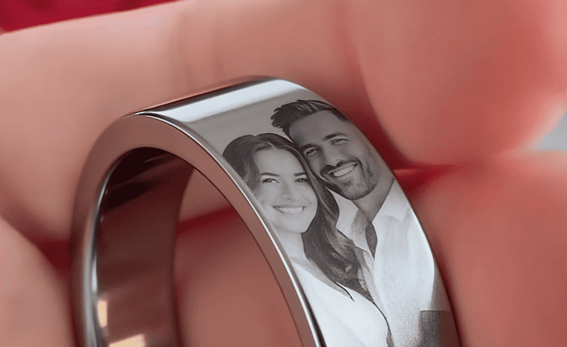 Photo Engraving on Metal Ring by Fiber laser engraver