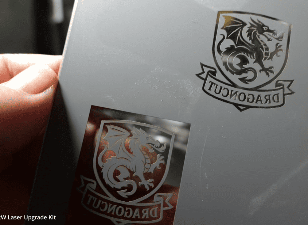 Mirrors with logos engraved on by UV laser engraver