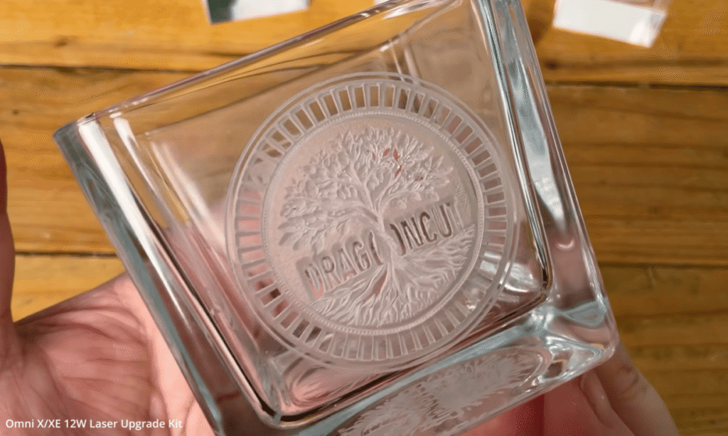 3d relief engraved by UV laser engraver on glass cup