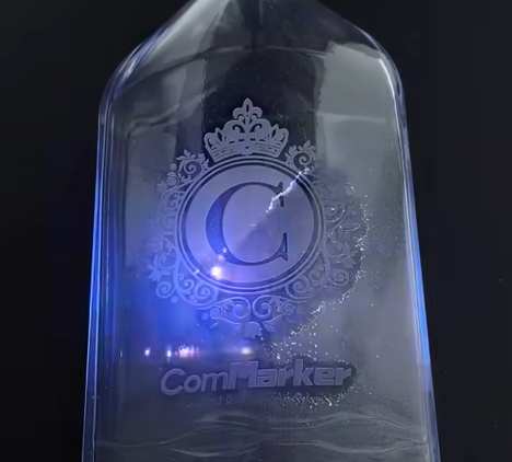 UV laser engrave glass bottle