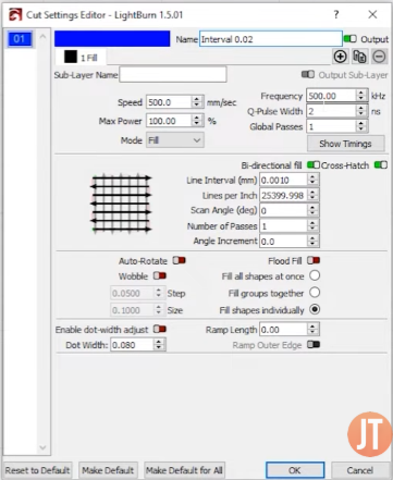 aluminum Black laser engraving setting