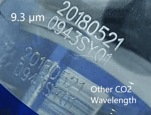 PET laser marking result of different co2 wavelength