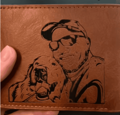 fiber laser engrave leather wallet