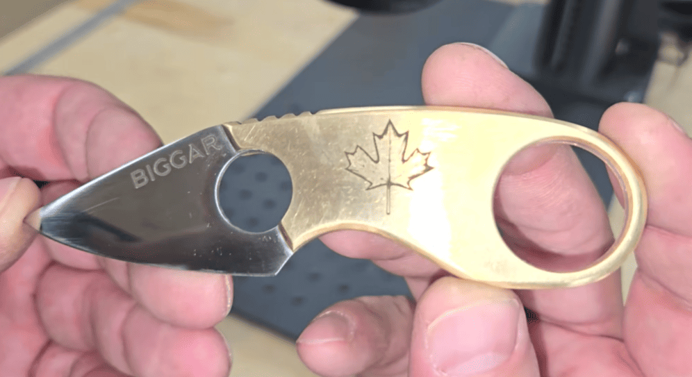 laser engraved knife with ComMarker fiber laser engraver