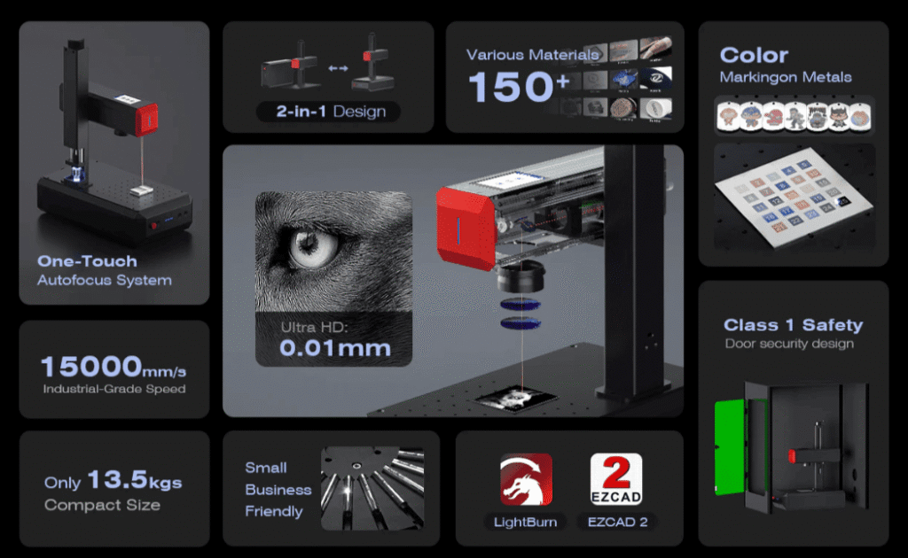 ComMarker B6 MOPA fiber laser engraver features