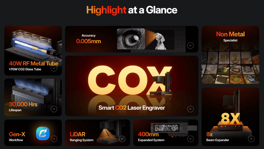 commarker cox co2 laser engraver features