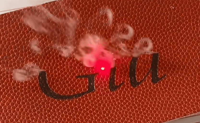 laser engrave leather for footballs