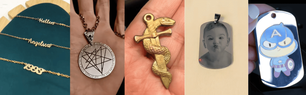 fiber laser engraved necklace