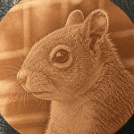 squirrel photo laser engraved on leather