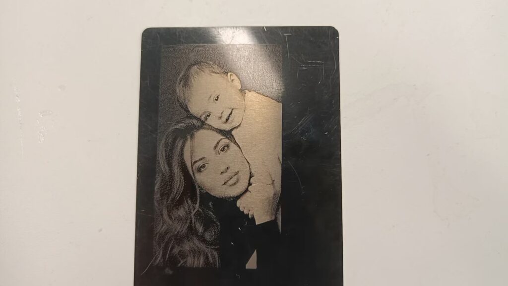laser engrave black business card