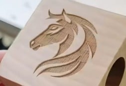 UV laser deep engrave wood pattern