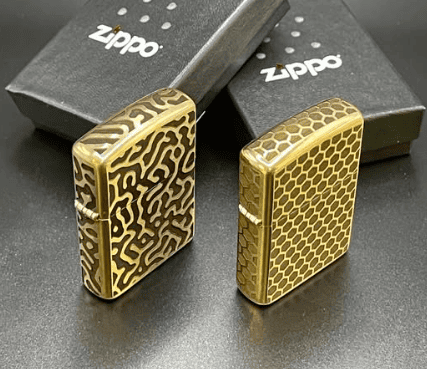 deep laser engraved brass zippo with different layer setting